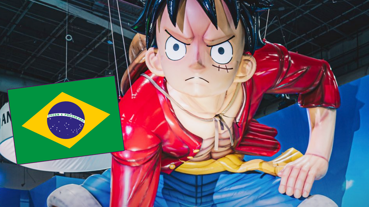Estatua gigante de Luffy en Gear 5 expuesta en la CCXP26 de Brasil