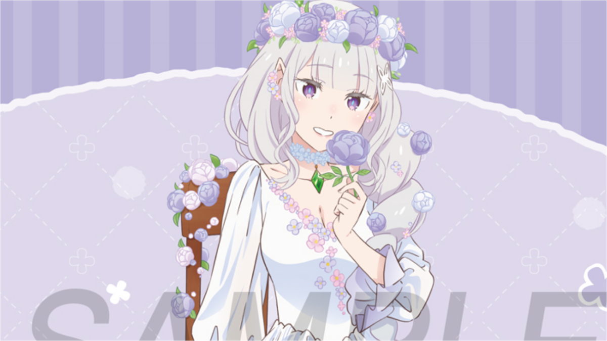 Ilustración oficial de Emilia para el evento de cumpleaños 2026 de Re:Zero