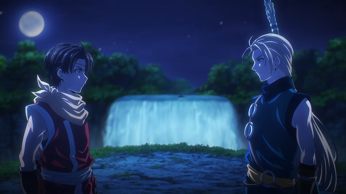 Los cinco protagonistas principales en el key visual de Suikoden: The Anime