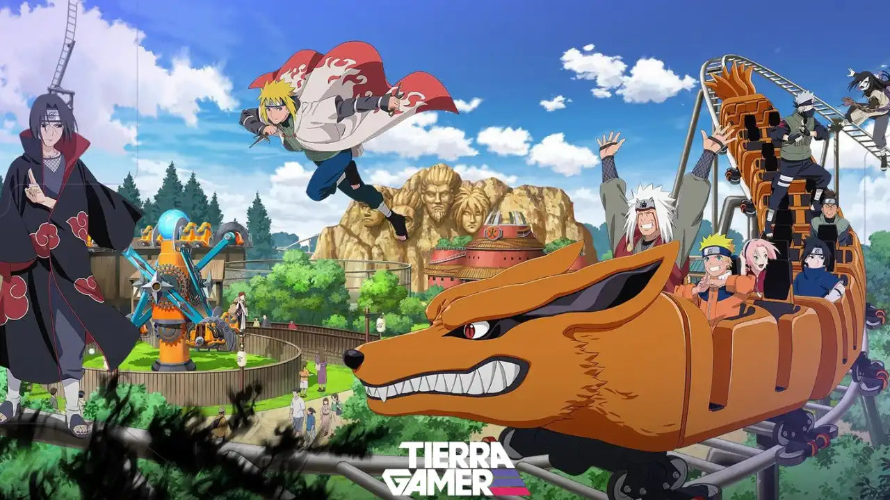 Zona tematica de Konoha Land dedicada a Naruto en un parque de Francia