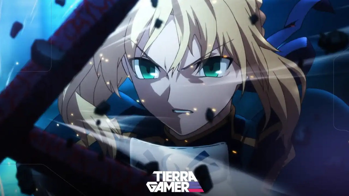 Ilustración de ufotable con Saber de Fate/Zero y Aoko Aozaki de The Witch on the Holy Night