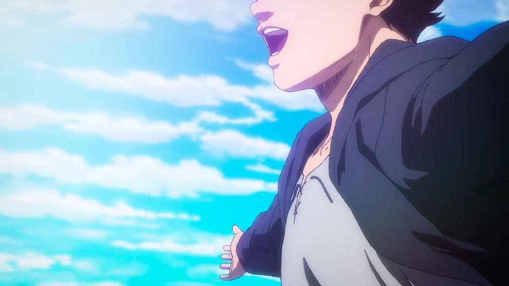 Eren Jaeger hablando de libertad en Attack on Titan