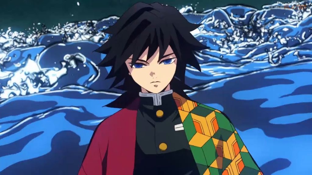 Giyu Tomioka usando la Respiración del Agua en Kimetsu no Yaiba