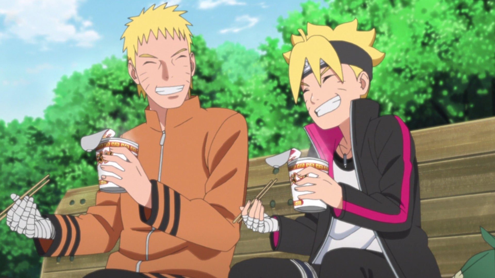Naruto, Boruto, Hinata y Himawari en una ilustración conmemorativa de la saga