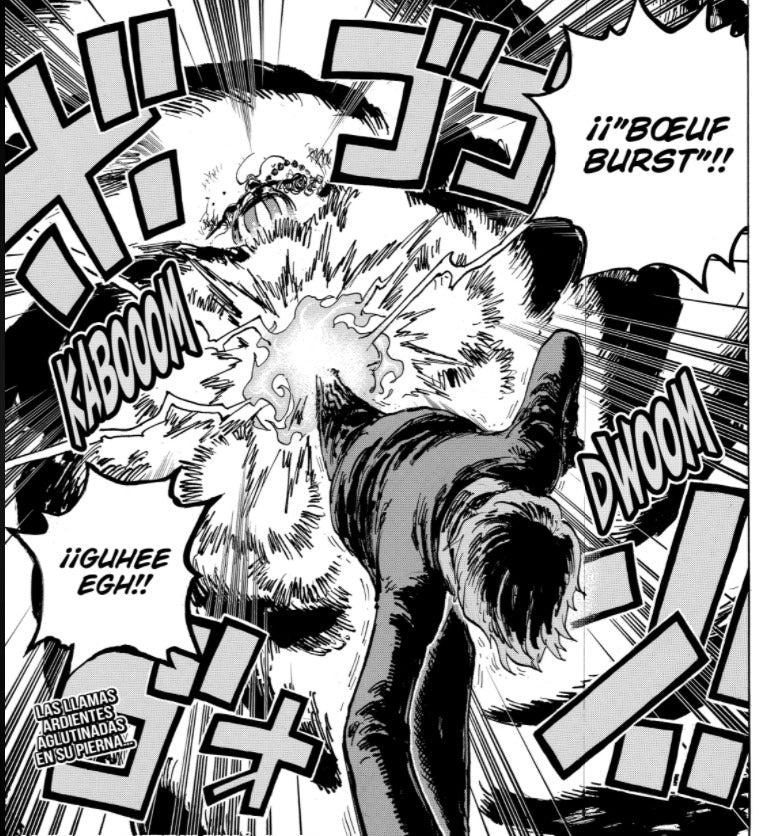 Sanji usando su patada llameante en One Piece